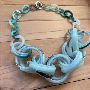 RUSH by Denis and Charles Large Loop Chain Lucite necklace-Aqua hues